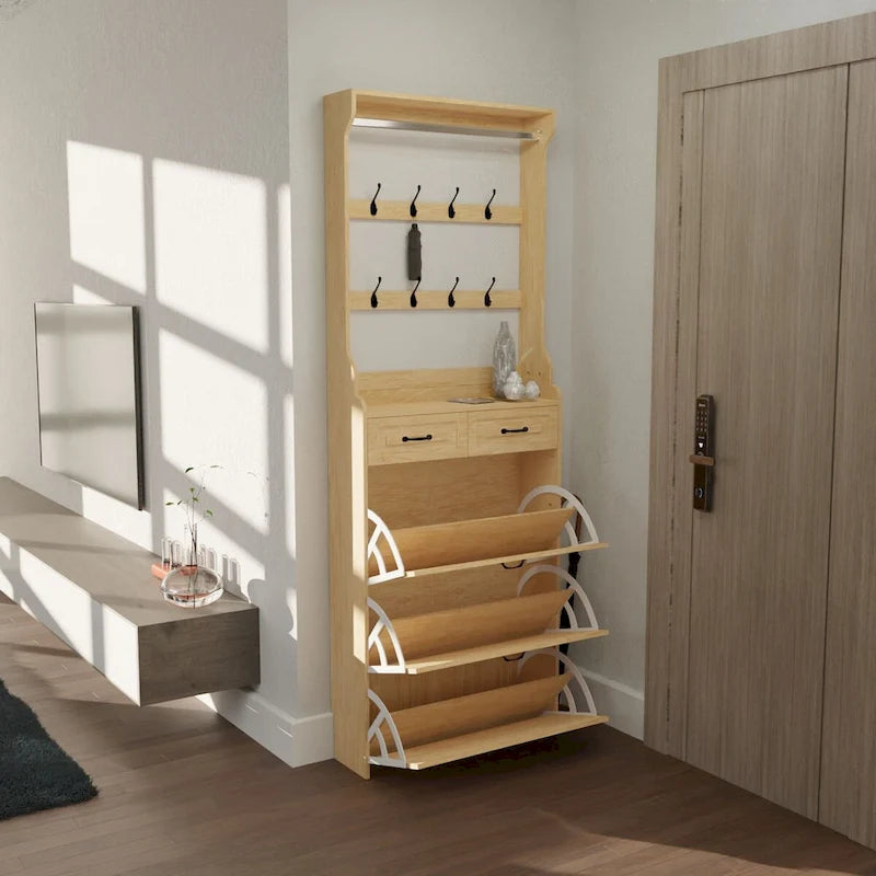 Meuble de rangement pour chaussures en bois, 24 paires, pliable, compartiments
