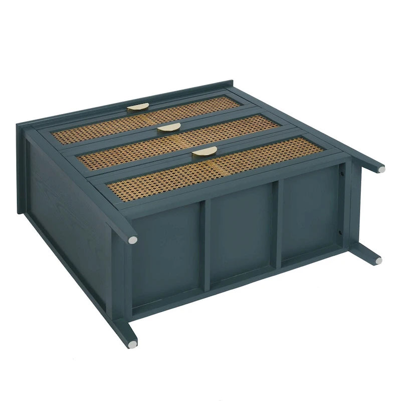 Commode 3 Tiroirs, Rotin Naturel, Idéale pour Chambre à Coucher