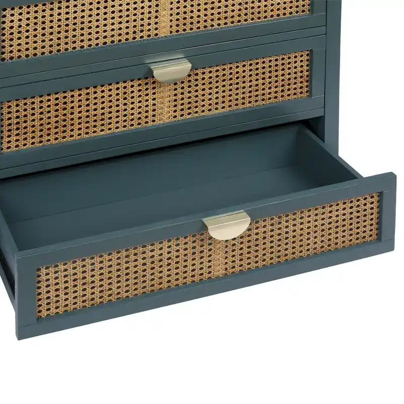 Commode 3 Tiroirs, Rotin Naturel, Idéale pour Chambre à Coucher