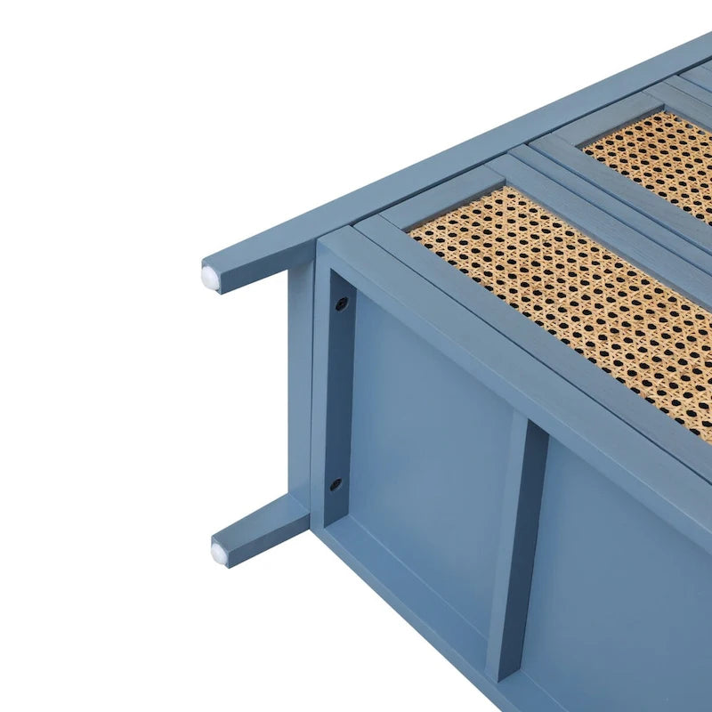 Commode 3 Tiroirs, Rotin Naturel, Idéale pour Chambre à Coucher