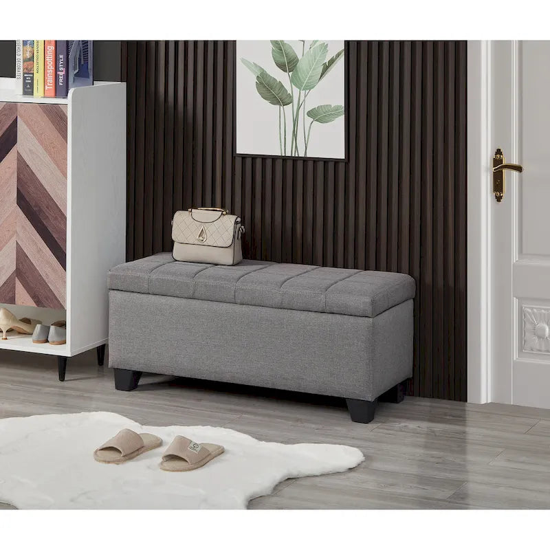 Upholstered storage rectangular bench
