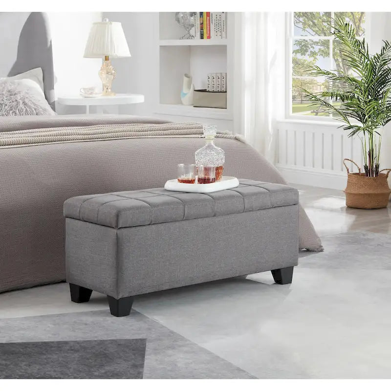 Banc rectangulaire de rangement rembourré