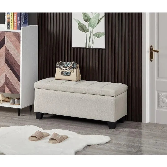 Banc rectangulaire de rangement rembourré