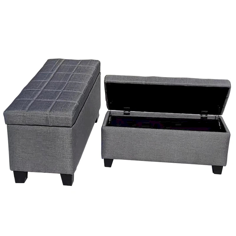 Banc rectangulaire de rangement rembourré