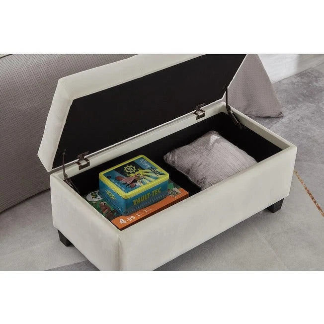Banc rectangulaire de rangement rembourré