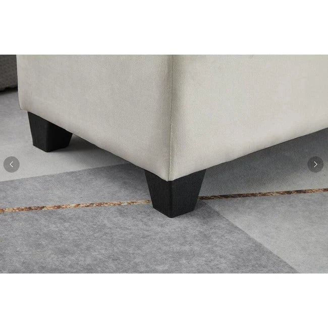 Banc rectangulaire de rangement rembourré