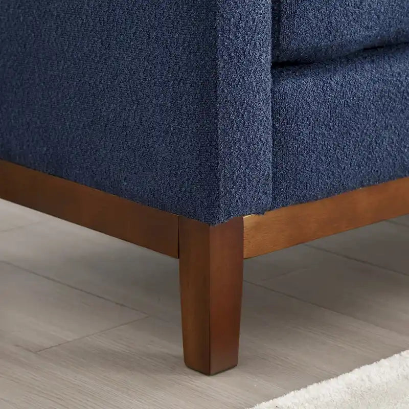 Banc rembourré pieds en bois et coussins traversins