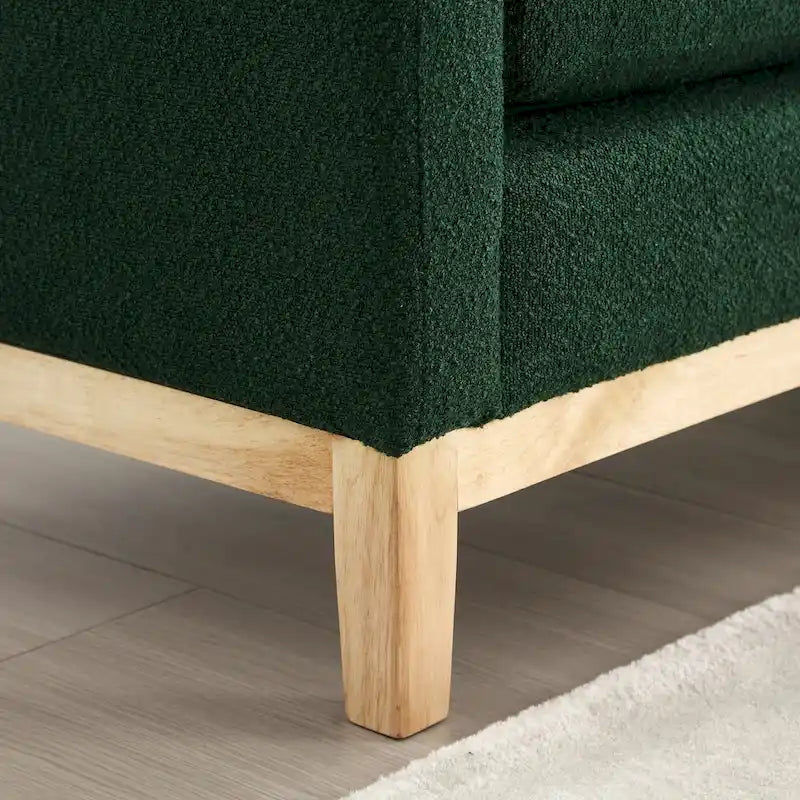 Banc rembourré pieds en bois et coussins traversins