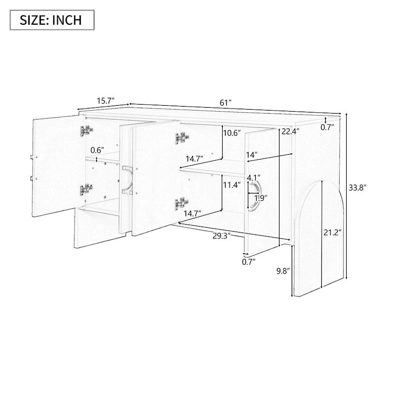 Meuble de rangement de 33,80 po H avec tablettes réglables