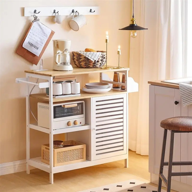 Meuble à café 4 niveaux et support micro-ondes