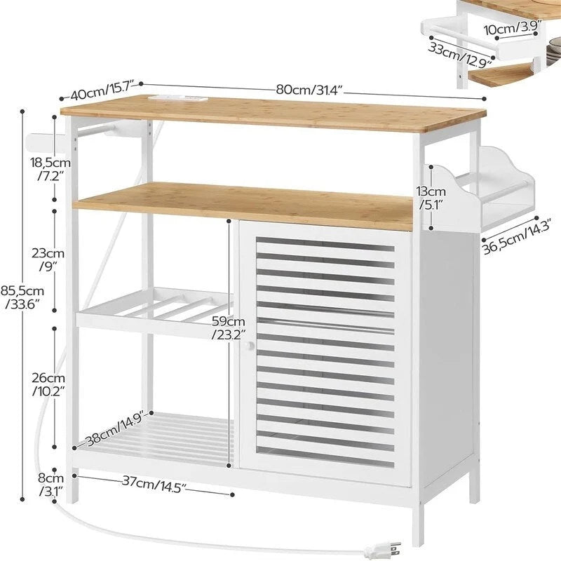 Meuble à café 4 niveaux et support micro-ondes