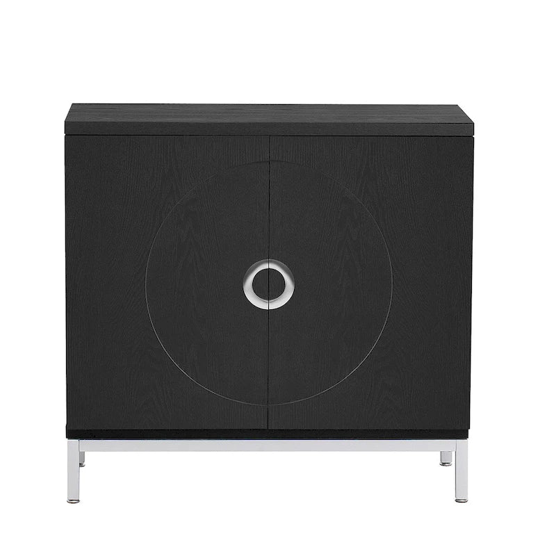 Meuble d'appoint avec placage en bois massif et piètement en métal