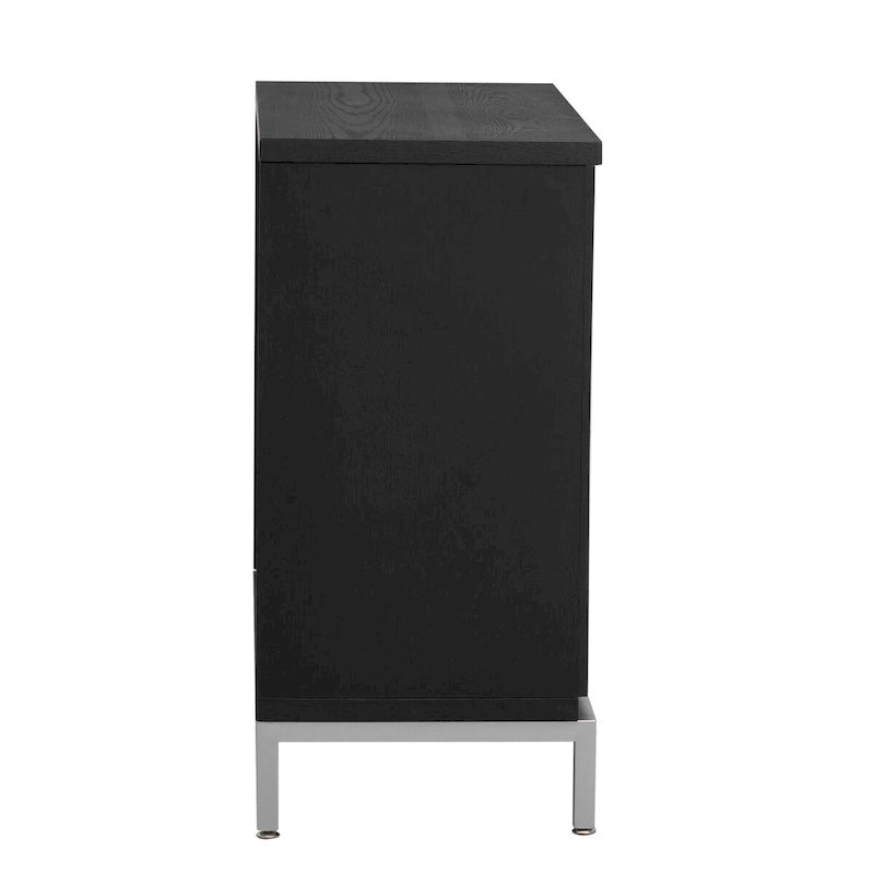 Meuble d'appoint avec placage en bois massif et piètement en métal