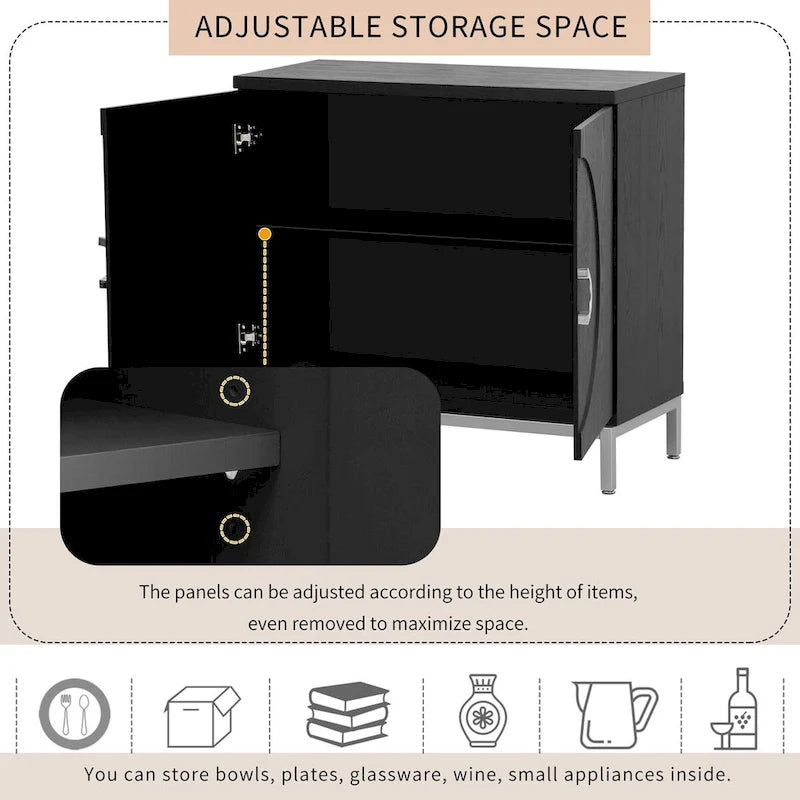Meuble d'appoint avec placage en bois massif et piètement en métal