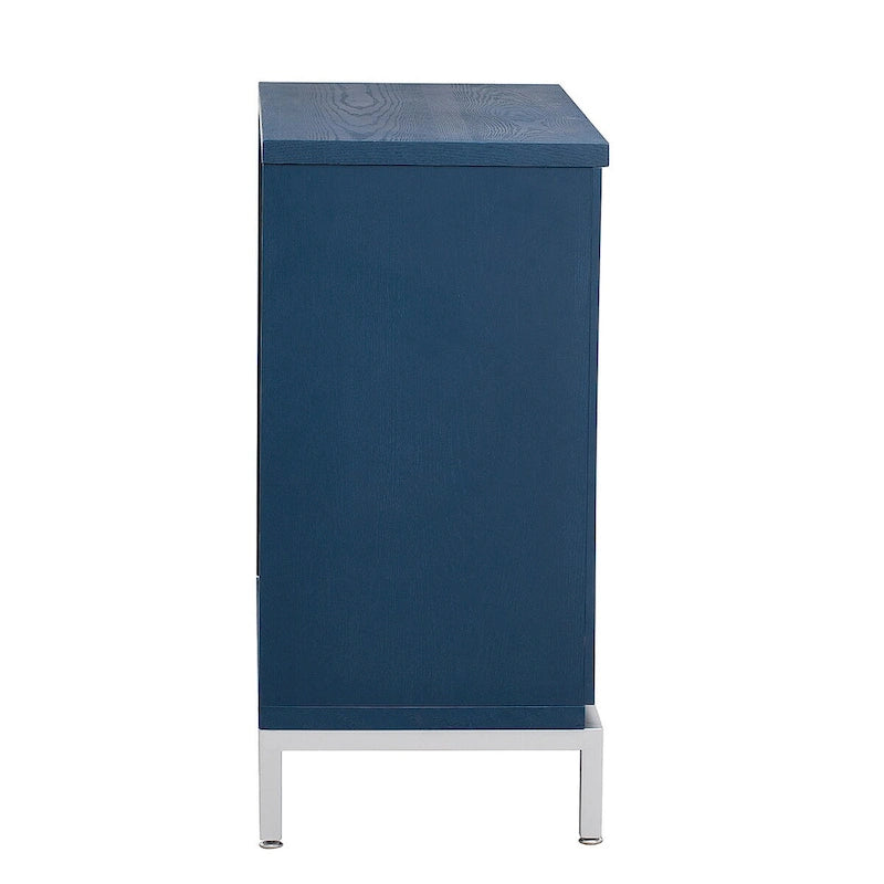 Meuble d'appoint avec placage en bois massif et piètement en métal