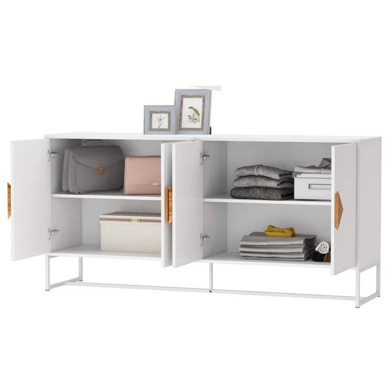 Buffet blanc avec 4 portes Meuble TV Meuble d'entrée