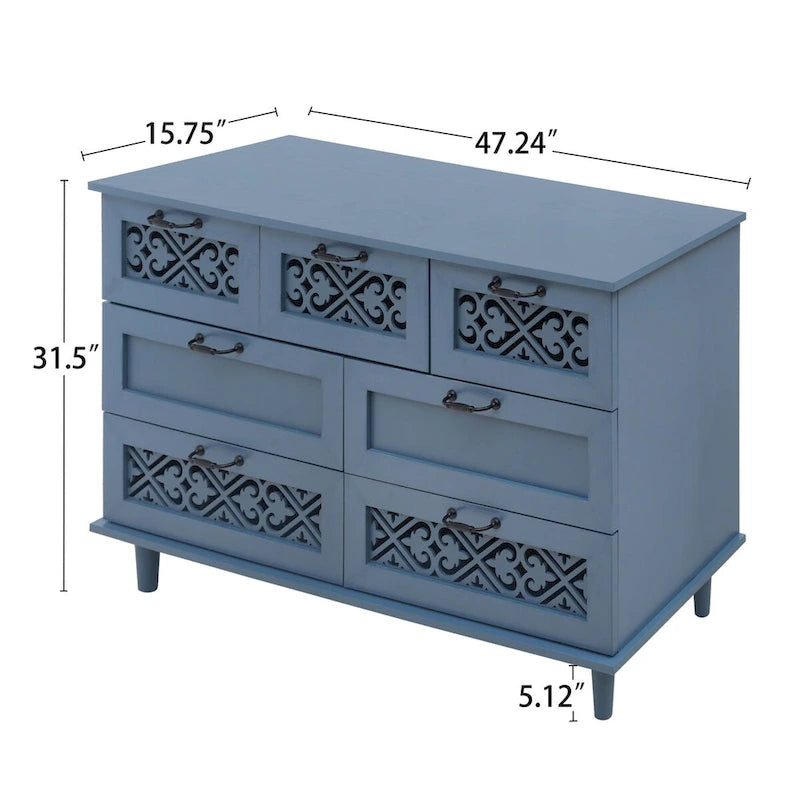 Meuble à 3 portes et 3 tiroirs adapté à une chambre à coucher