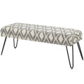 Banc en métal floral, à motifs de losanges ou tribal avec pieds épingle à cheveux en métal