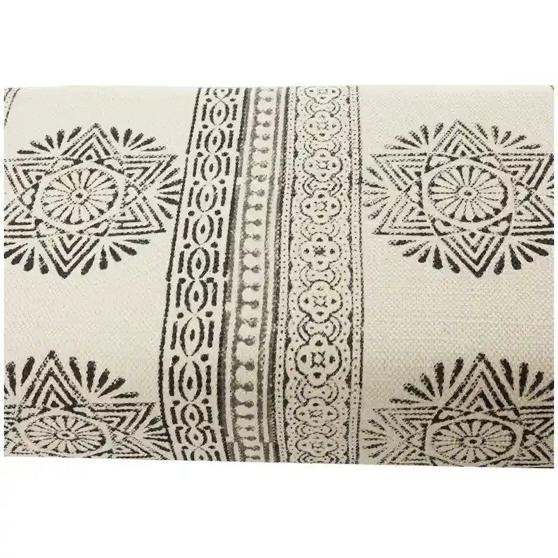 Banc en métal floral, à motifs de losanges ou tribal avec pieds épingle à cheveux en métal