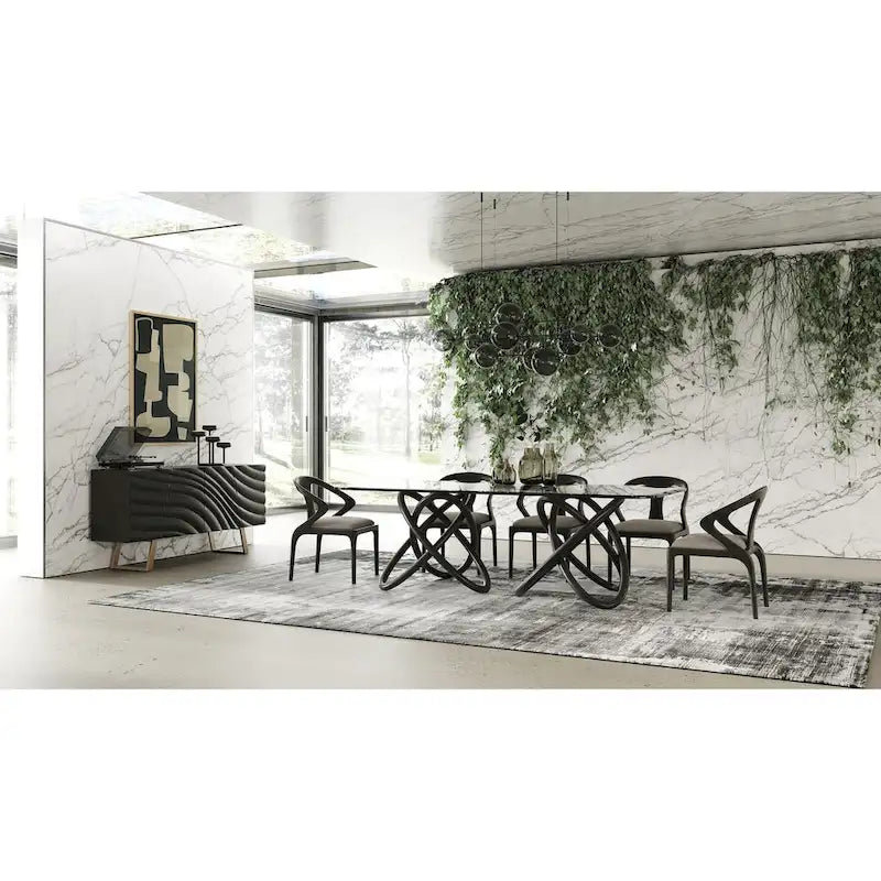 Buffet noir et doré de style Mid-Century