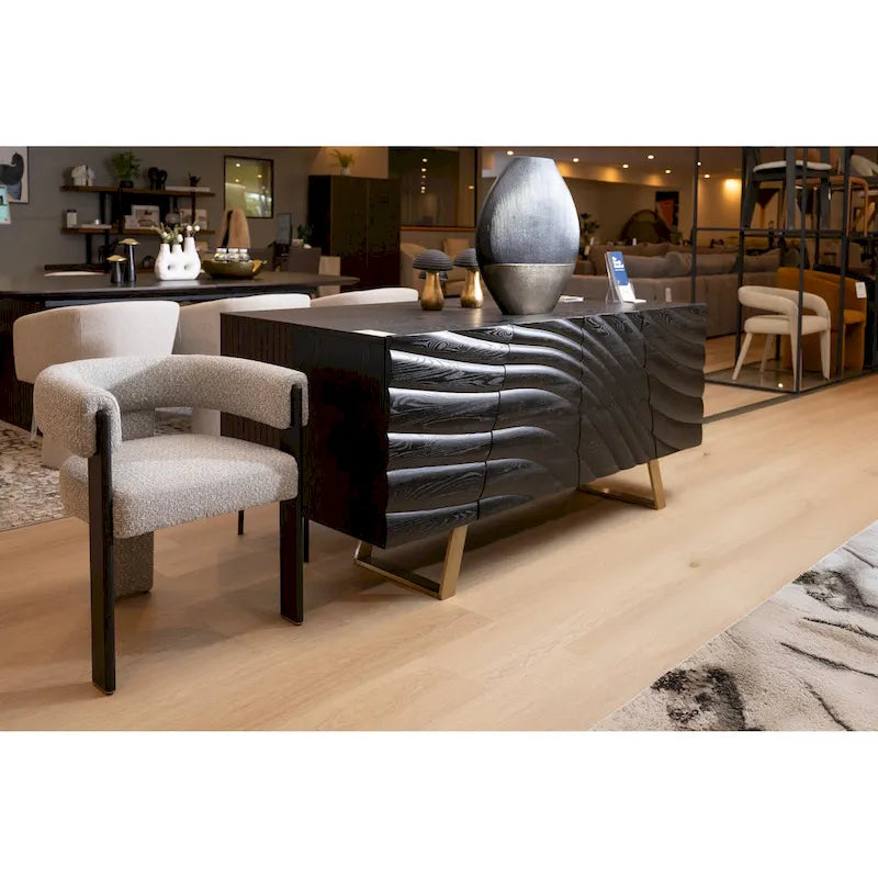 Buffet noir et doré de style Mid-Century