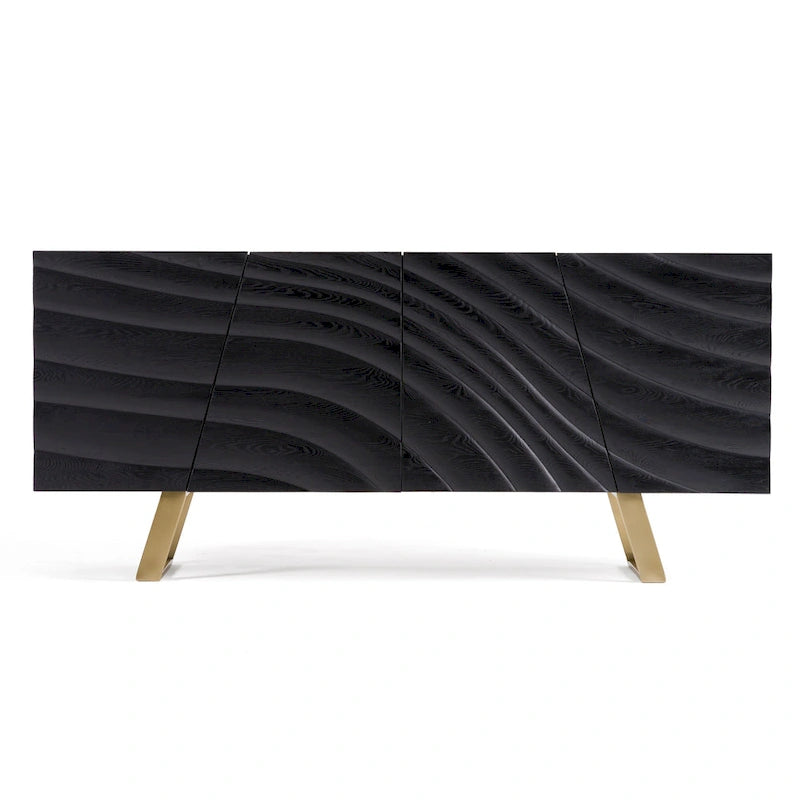 Buffet noir et doré de style Mid-Century