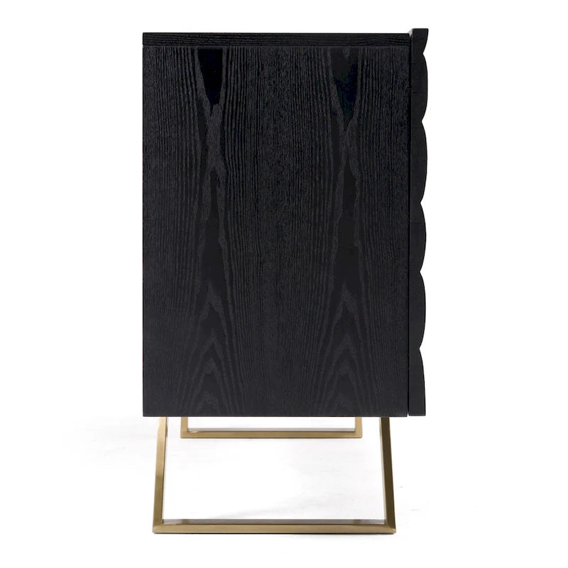 Buffet noir et doré de style Mid-Century