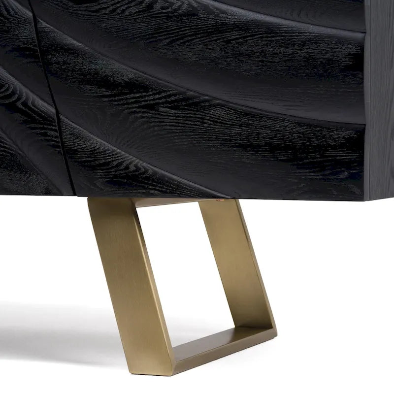 Buffet noir et doré de style Mid-Century