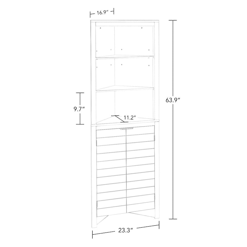 Armoire de rangement d'angle haute de salle de bain avec étagères ouvertes