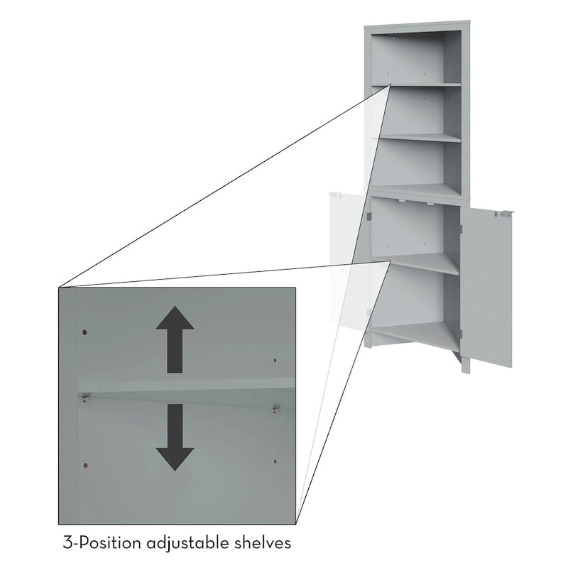 Armoire de rangement d'angle haute de salle de bain avec étagères ouvertes