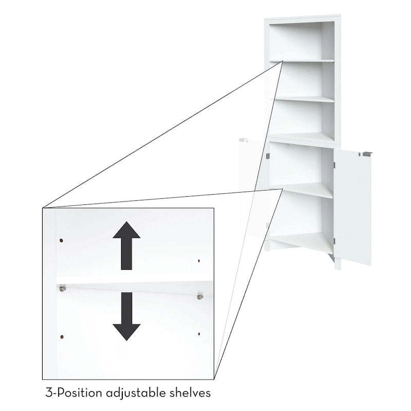 Armoire de rangement d'angle haute de salle de bain avec étagères ouvertes