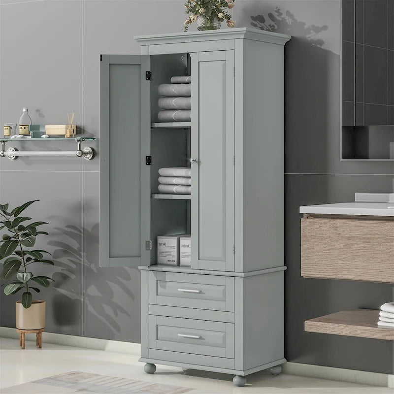 Armoire de rangement haute avec deux tiroirs