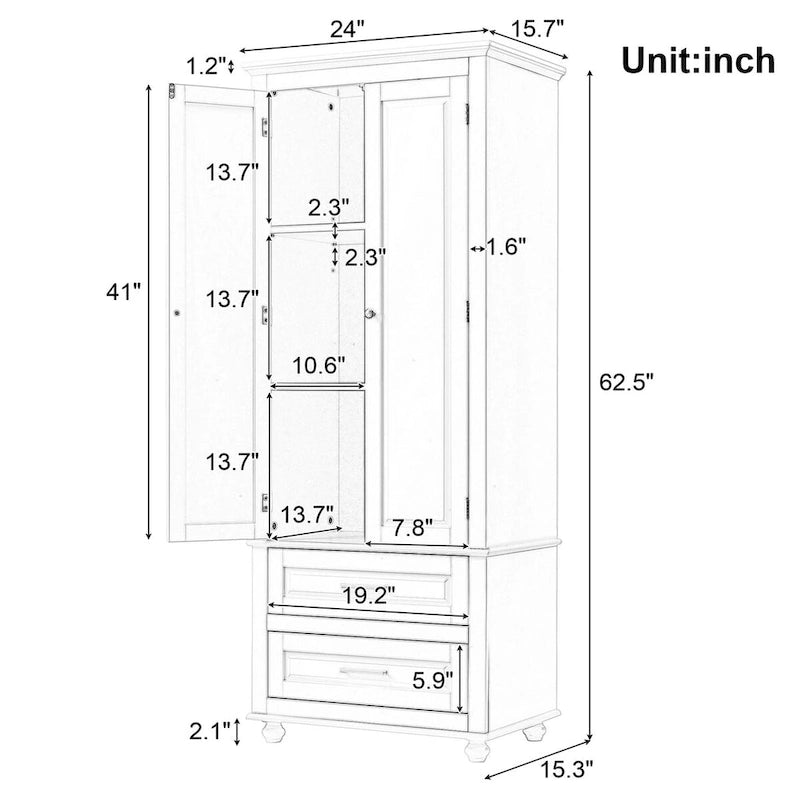 Armoire de rangement haute avec deux tiroirs