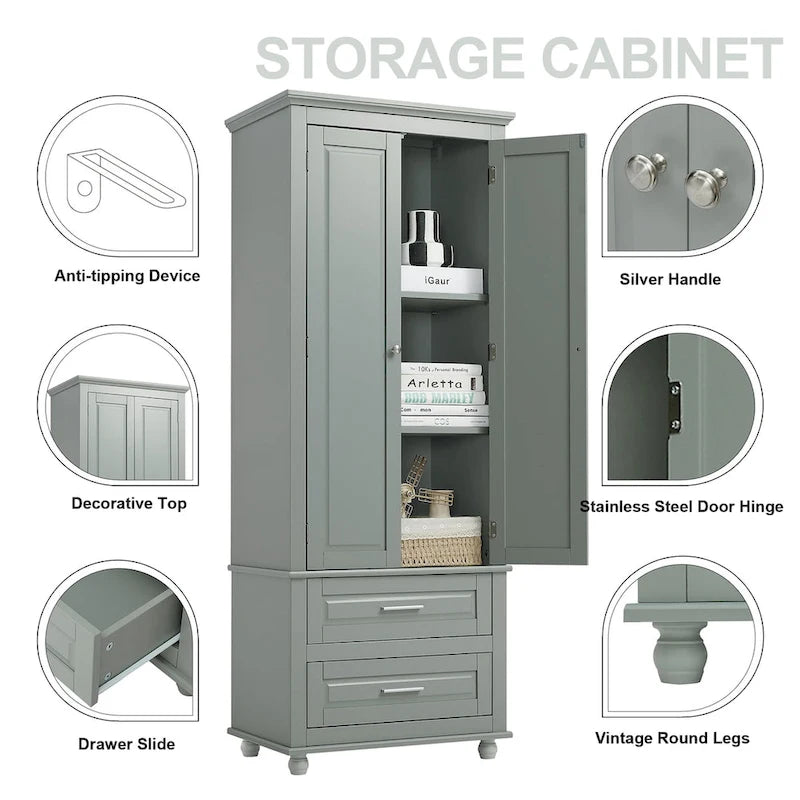 Armoire de rangement haute avec deux tiroirs