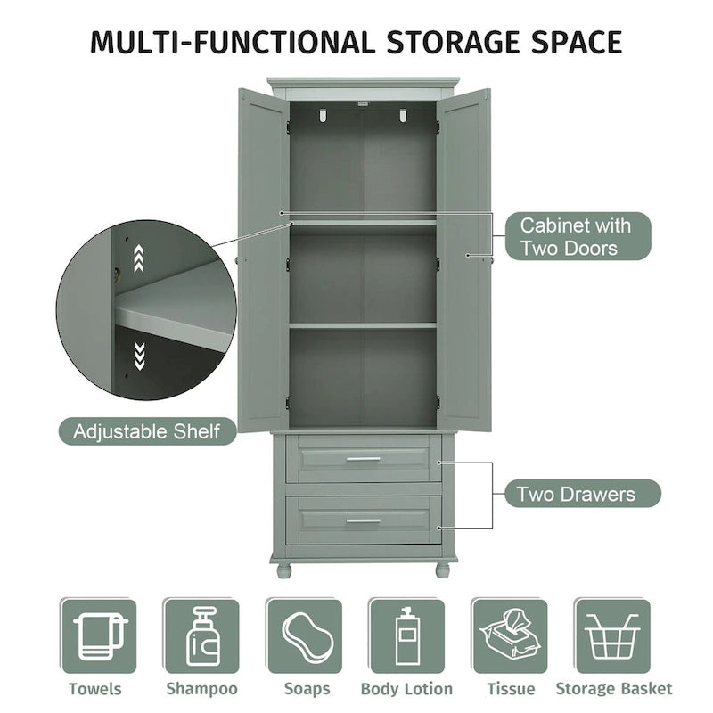 Armoire de rangement haute avec deux tiroirs