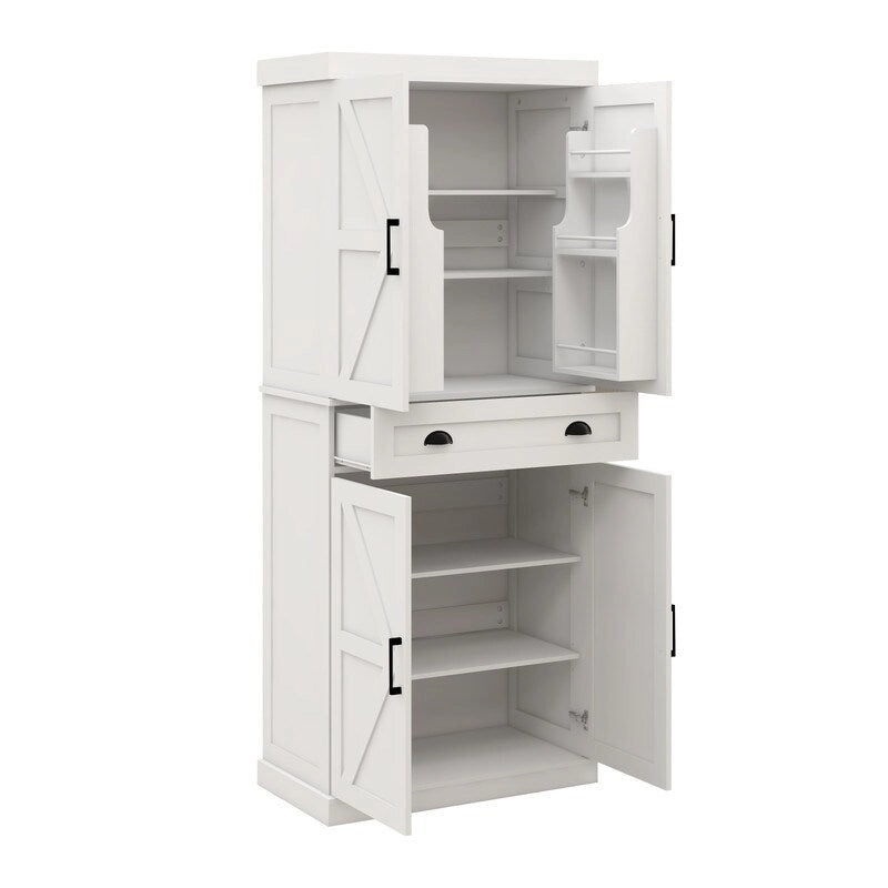 Armoire de rangement de cuisine avec 4 portes, 1 tiroir, 2 étagères réglables