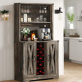 Meuble de bar de ferme avec casier à vin et lumières LED, Buffet de rangement