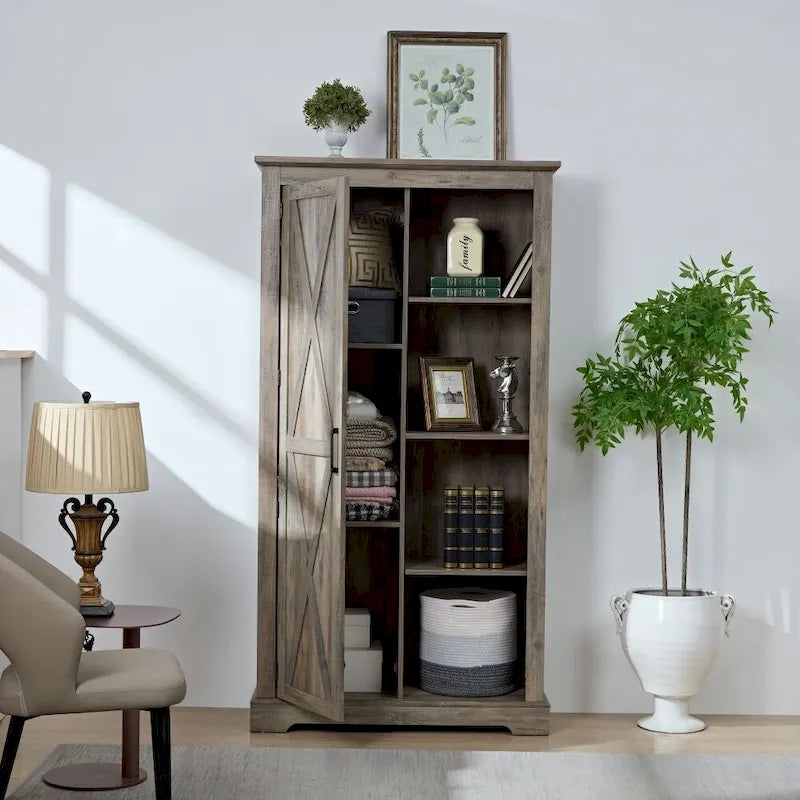 Meuble de rangement haut rustique avec porte de grange