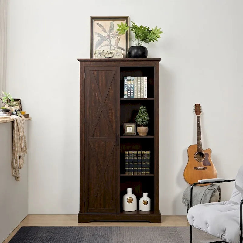 Meuble de rangement haut rustique avec porte de grange