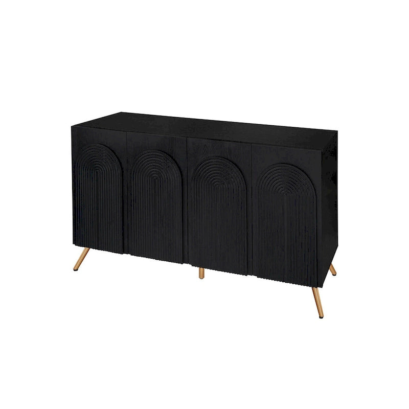 Buffet 4 portes sculpté 3D avec arche, meuble de rangement pour buffet
