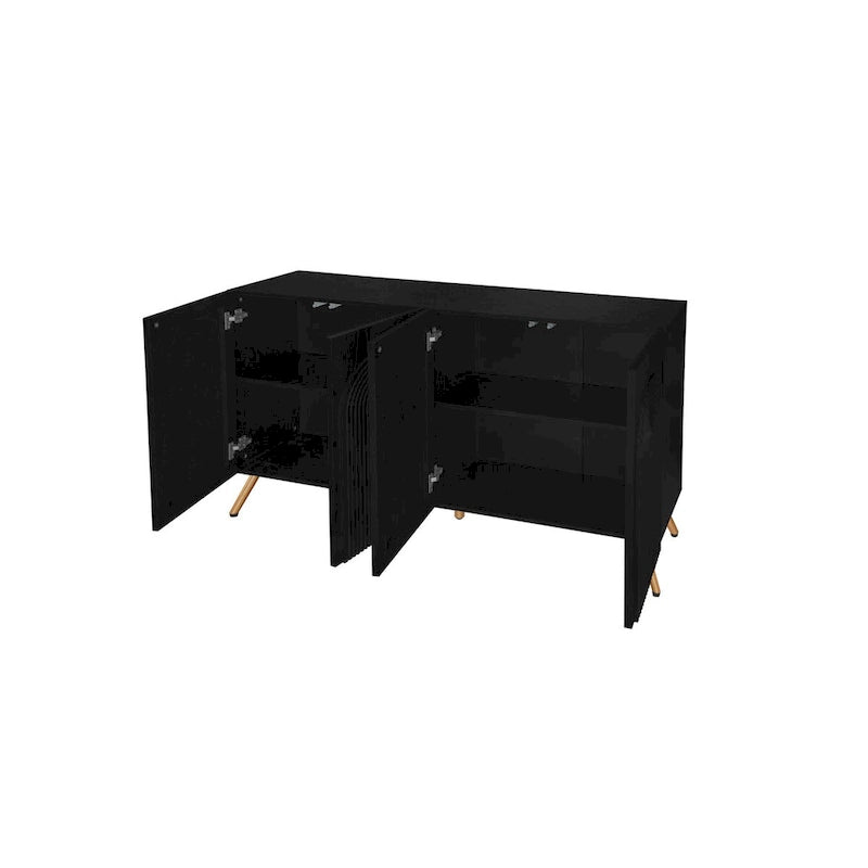 Buffet 4 portes sculpté 3D avec arche, meuble de rangement pour buffet