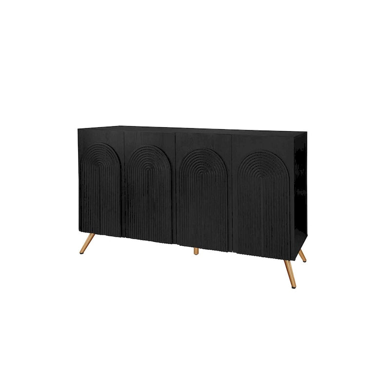 Buffet 4 portes sculpté 3D avec arche, meuble de rangement pour buffet