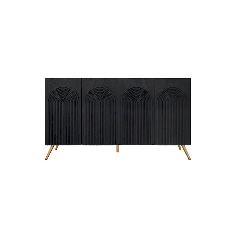 Buffet 4 portes sculpté 3D avec arche, meuble de rangement pour buffet