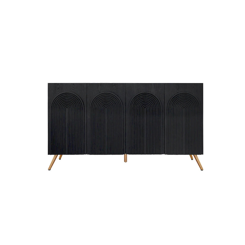 Buffet 4 portes sculpté 3D avec arche, meuble de rangement pour buffet